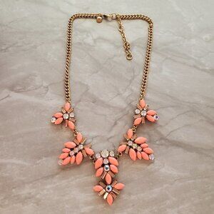 🧡 J.Crew Orange Iridescent Rhinestones Crystal Cluster Statement Necklace 🧡